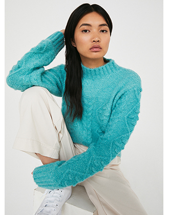 diamond bobble cosy knit jumper