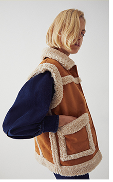 faux shearling sleevless donkey coat