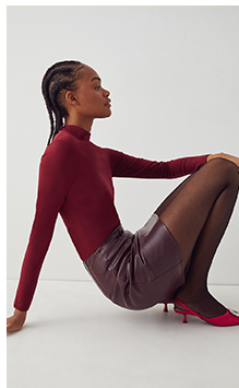 faux leather seam detail mini skirt