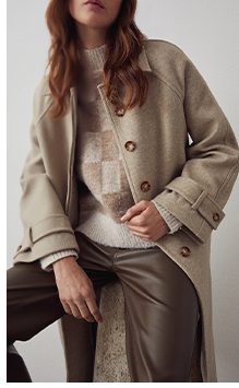 cosy knit back button through car coat