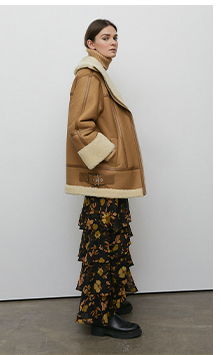 real shearling zip through oversized jacket