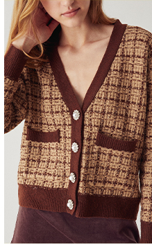 tweed v neck knit cardigan