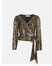 sequin stripe wrap top