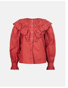 broderie frill front blouse