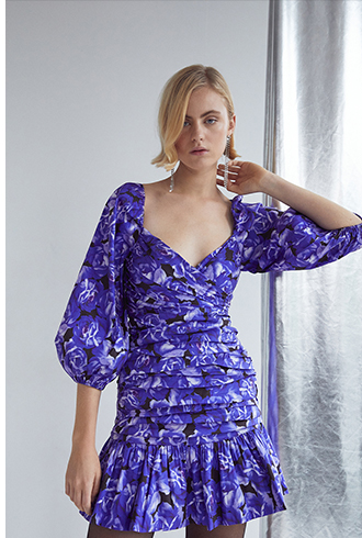 taffeta ruched mini dress