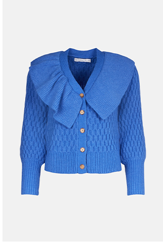 honeycomb ruffle collar knit cardigan