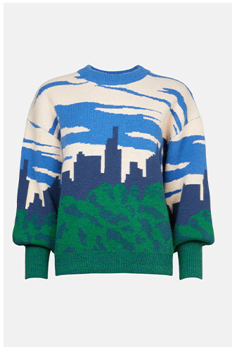 city scape jacquard knit jumper