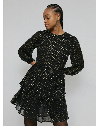 sparkle tier mini dress