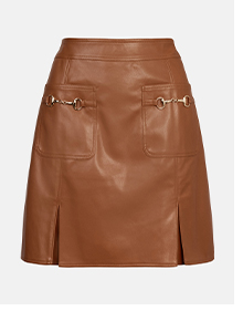 snaffle detail faux leather mini skirt
