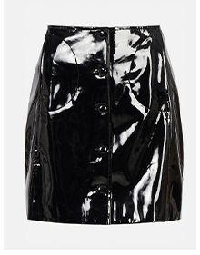 button through pocket detail vinyl skirt