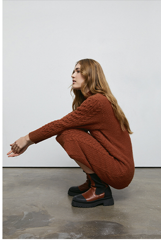 bobble and stitch knit dress