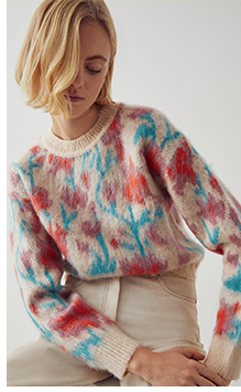 brushed floral knitted jumper