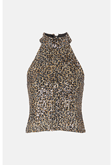 animal sequin halter top