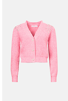 recycled embellished crop knitted cardigan
