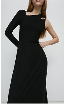one shoulder strappy midi dress