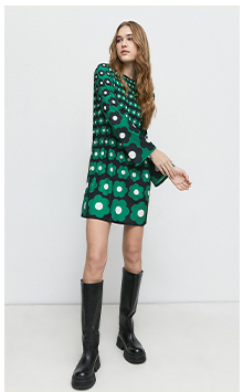 retro placement print shift dress