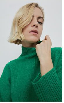 recycled wool mix funnel neck knit jumper