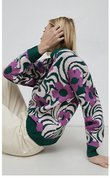 swirl flower jacquard knit jumper