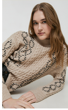 contrast stitch cable knit jumper
