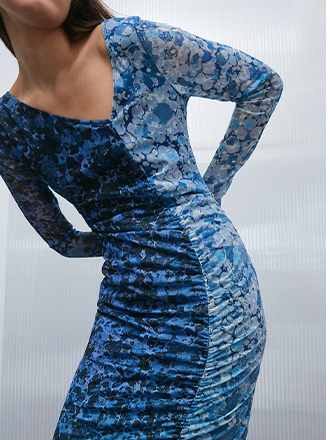 jemma lewis x wh marble spliced mesh dress