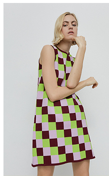 checkerboard knit swing dress