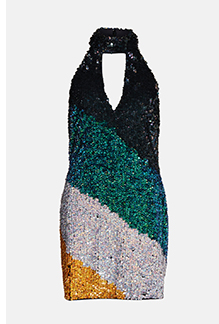 Halter Neck Multi Mini Sequin Dress