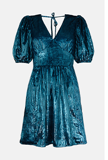 Sparkle Stripe Velvet V Neck Mini Dress