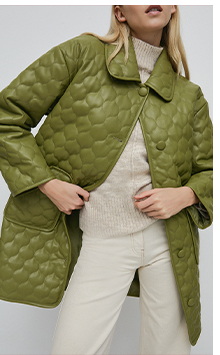 onion quilted faux leather padded jacket