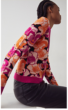 Retro Floral Jacquard Knit Cardigan