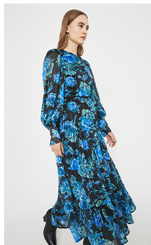 Sparkle Volume Sleeve Tiered Midi Dress