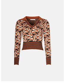Warehouse Monogram Collared Knit Jumper