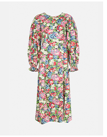 Floral Print Voluminous Cotton Midi Dress