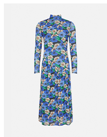 Bold Floral Asymmetric Seam Mesh Dress