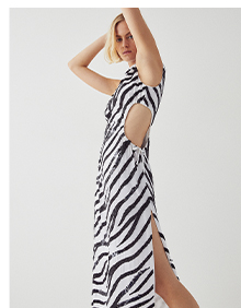 beaded zebra sleeveless cutout midi dress