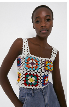 Crochet Square Neck Crop Vest