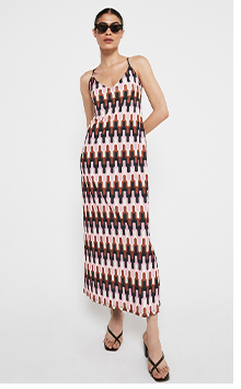  Printed Cross Back Cami Maxi Dress