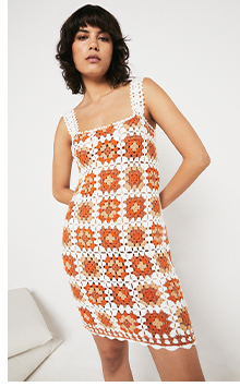 Square Crochet Knit Dress