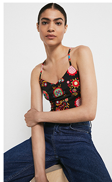 Printed Cross Back Cami Top