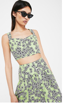Mini Skirt In Daisy Print With Buttons