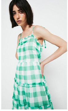 Gingham Strappy Midi Dress