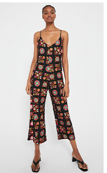 Printed Strappy Cross Back Jumpsuit