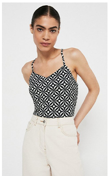 Printed Cross Back Cami Top