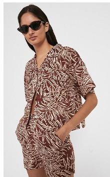 Palm Print Boxy Short Sleeve Shirt