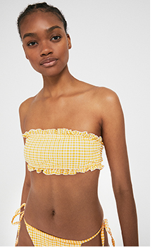 Gingham Bandeau Bikini Top