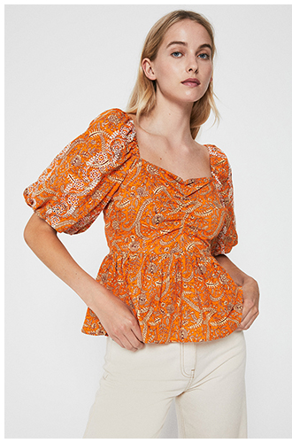 Puff Sleeve Tie Back Top