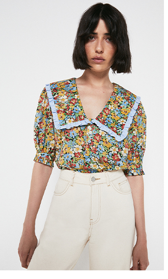 Printed Collar Blouse
