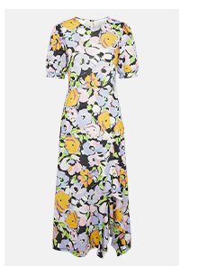 Printed Frill Hem Midi Dress