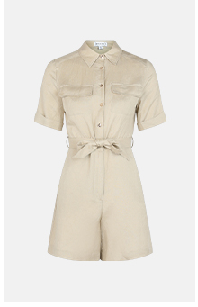 Linen Mix Belted Playsuit