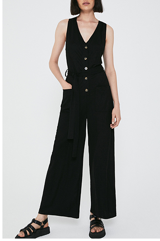Pique Utility Pocket Jumpsuit