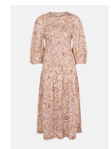 Paisley Floral Smocked Bodice Midi Dress